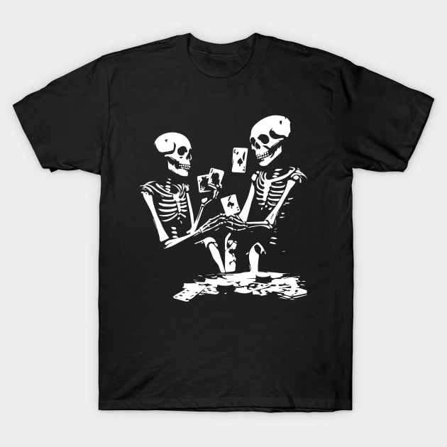 skeletons playing cards T-Shirt by lkn
